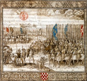Joan of Arc and the French Army at War, Illustration from Chronique de Enguerrand de Monstrelet by French School
